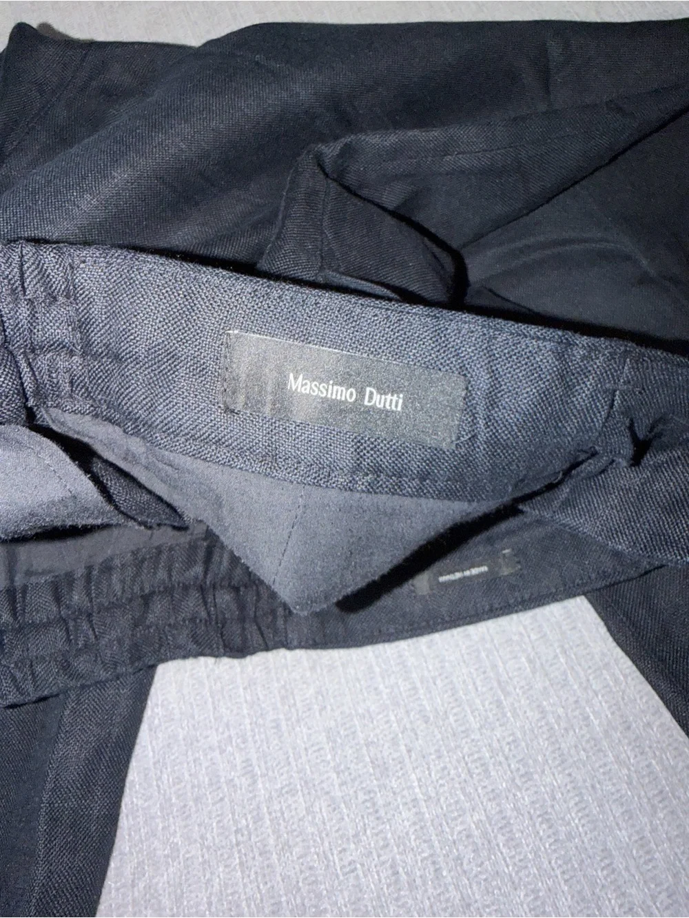 Massimo Dutti Black Linen-Blend Trousers